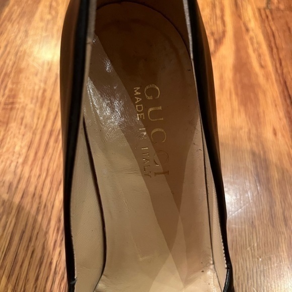 Gucci Vintage Leather Heels Black and Gold Womens Size 4.5B - Picture 9 of 12